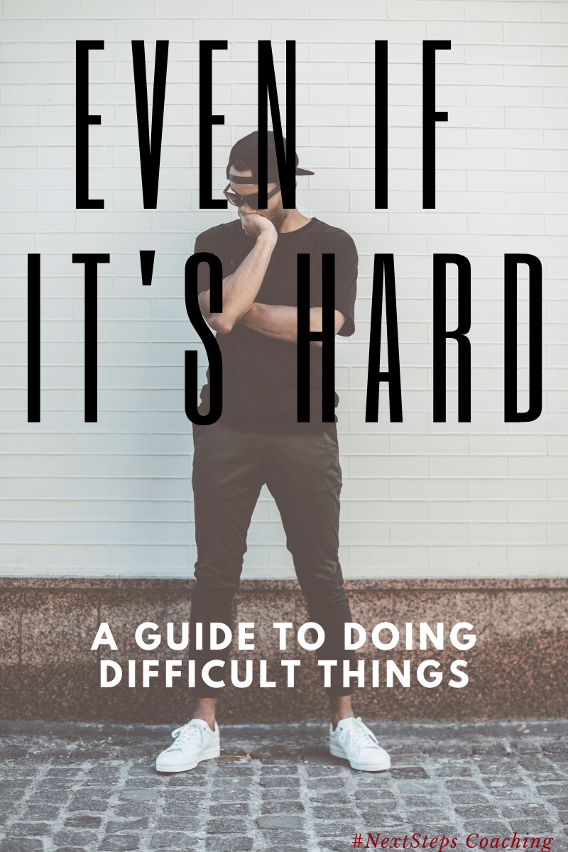 Blog Post Title, "Even if it's hard" and Man Contemplating