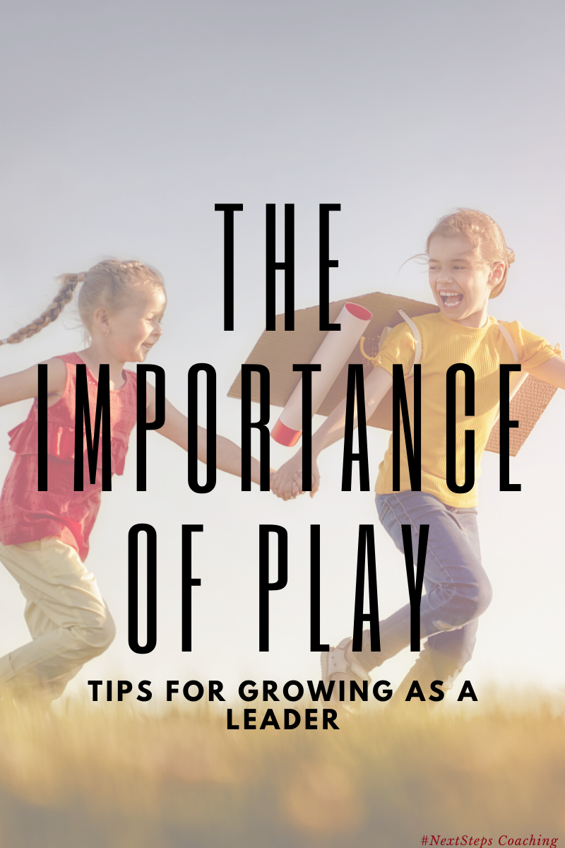 Girls running in a field with superimposed text: the importance of play