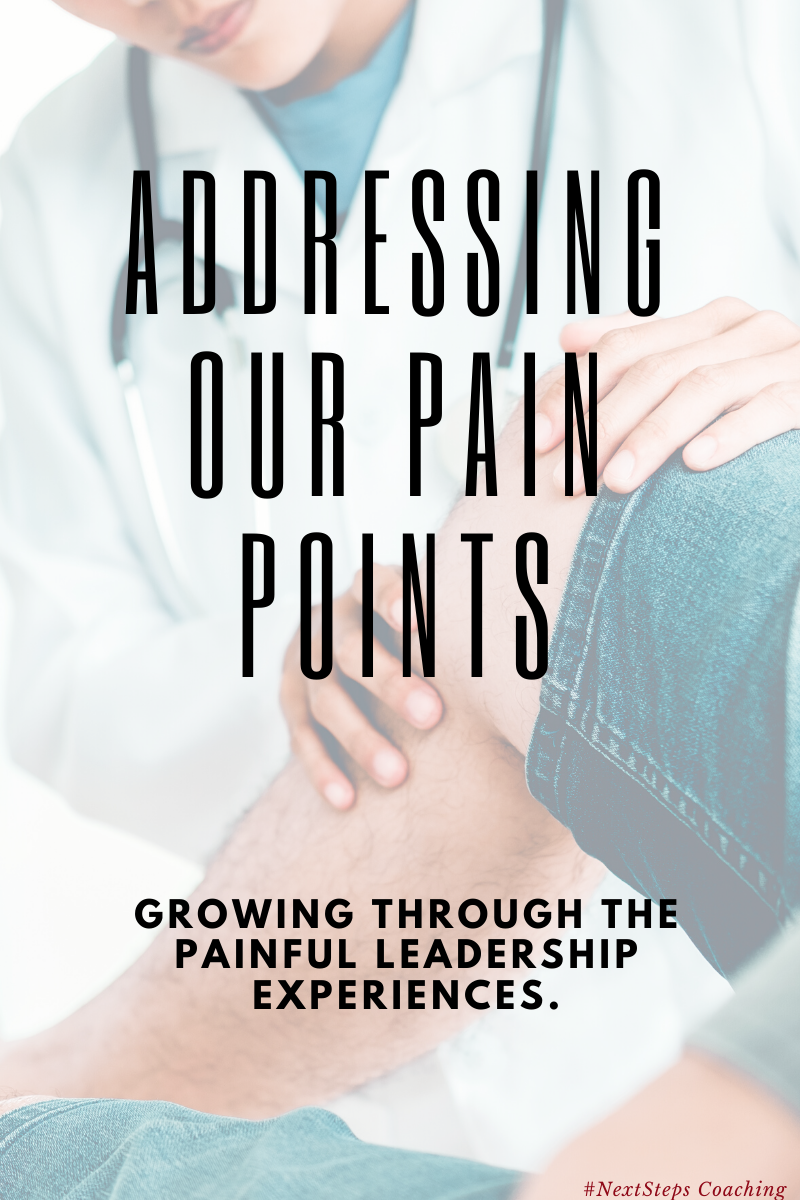 Doctor examining patients knee with superimposed text: Addressing Our Pain Points