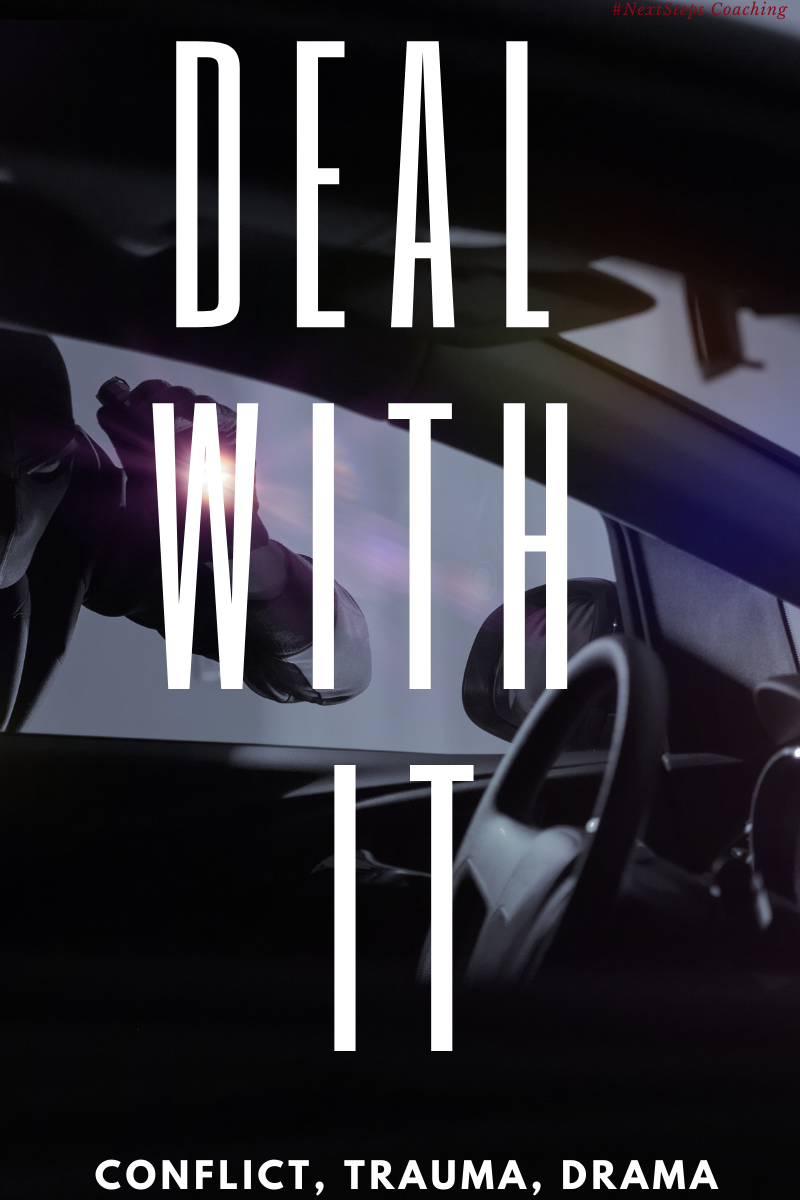 Blog Post Cover: Car Robbery with overlay text "deal with it"