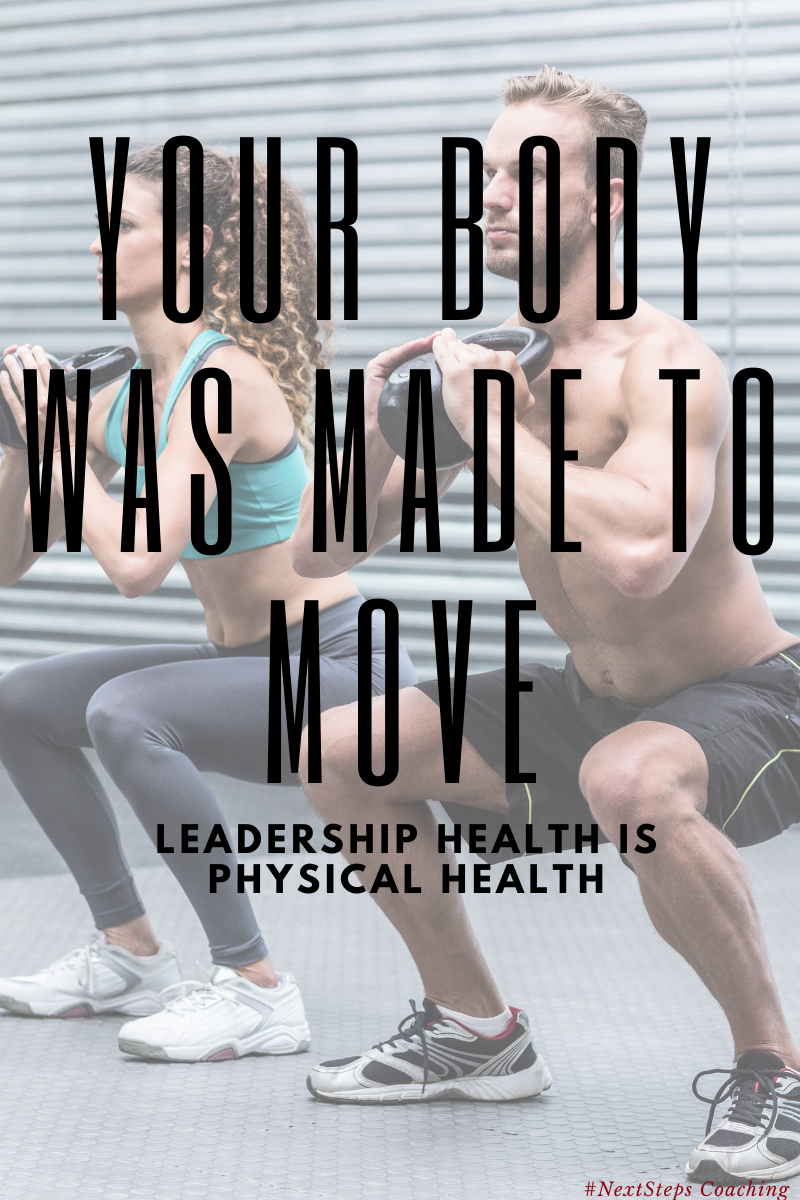 Two people exercising with kettlebells and superimposed text reading your body was made to move