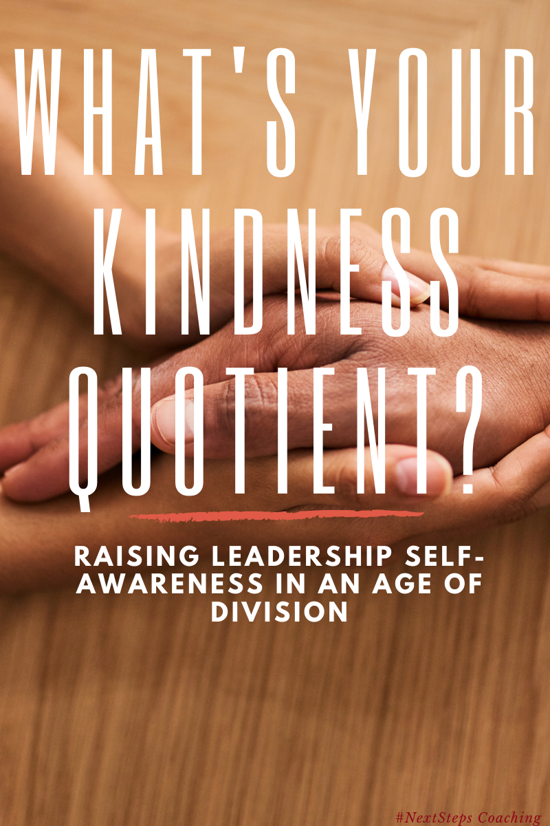 Blog Post Cover Art: Two hands holding another in sympathy with blog overlay text "What's Your Kindness Quotient?"