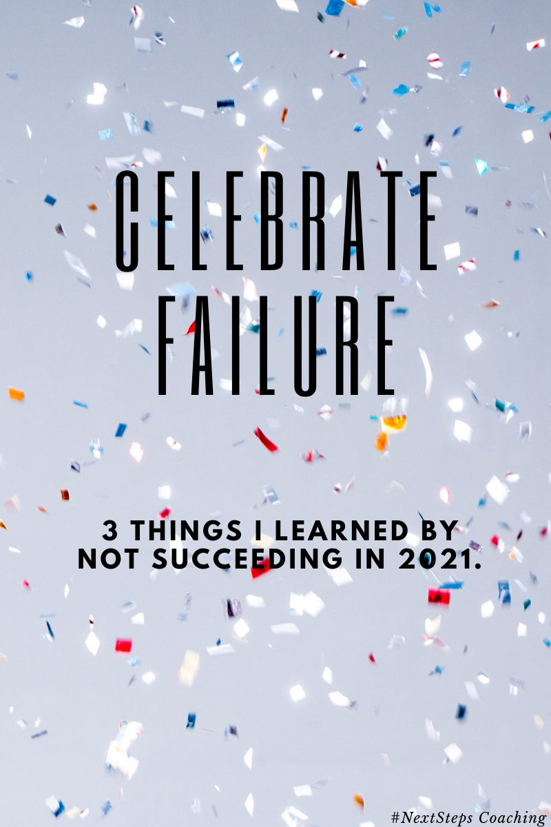 Blog post cover art that has confetti falling with overlay text that says celebrate failure