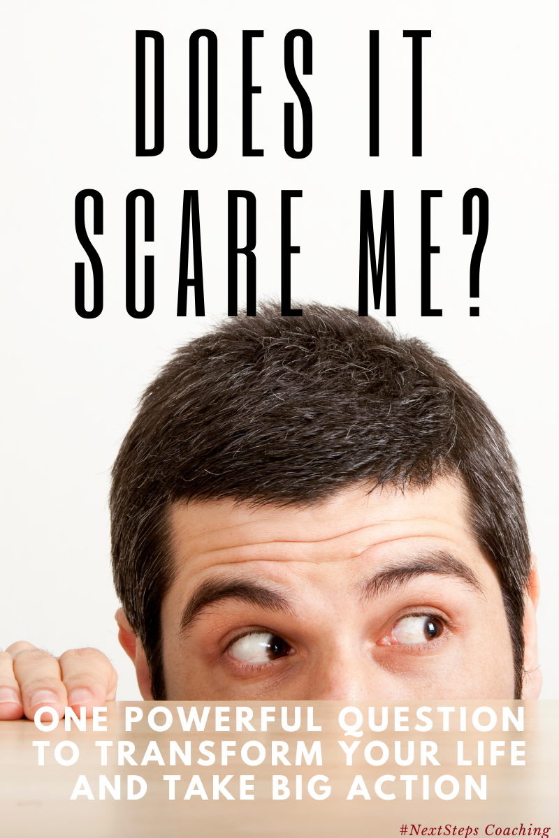 Blog post cover art, man hiding behind desk with overlay text reading "does it scare me?"